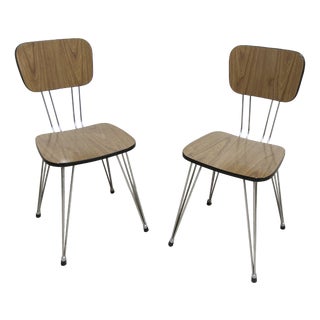 Formica Chairs with Brown Eiffel Legs, 1970s, Set of 2 For Sale