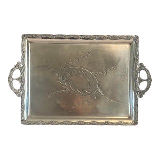 Antique Ornate Silver Plated Tray by Aurora S. P. Mfg. Co. 1869-1919 For Sale