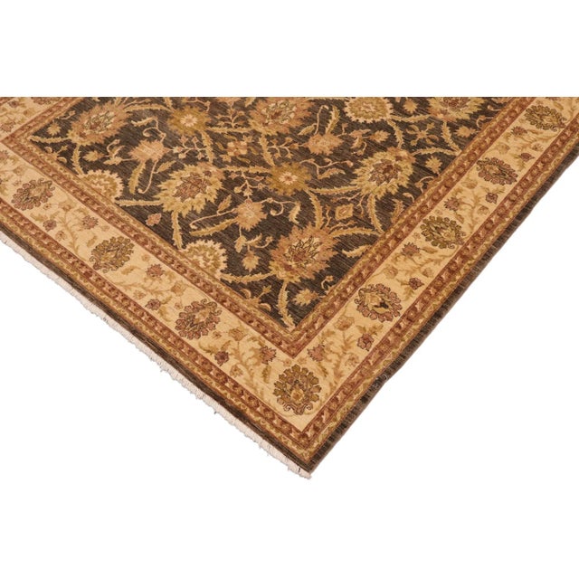 Boho Chic Ziegler Charcoal Beige Hand-Knotted Wool Rug - 8'0'' X 9'11'' For Sale In New York - Image 6 of 8