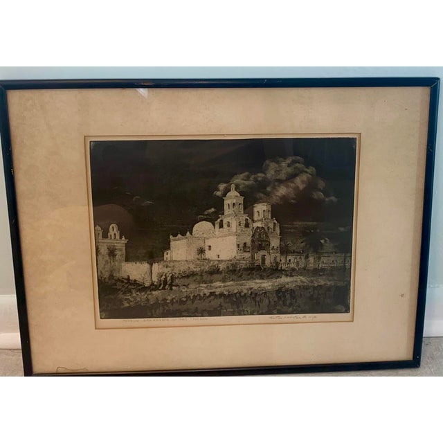 Hutton Webster Jr. Pencil Signed Etching “Mission San Xavier Del Bac Tucson” For Sale In Tampa - Image 6 of 11
