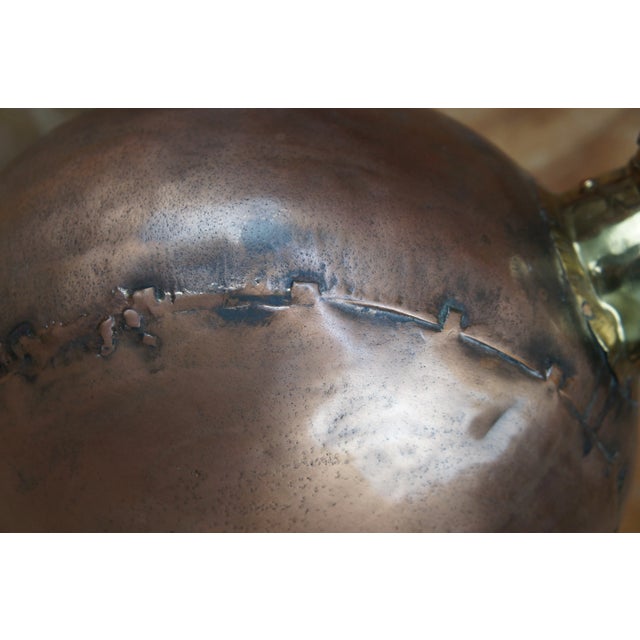 Copper Late 20th Century Indian Dovetailed Copper Water Canteen Jug Flask Vessel Bottles With Cork- Set of 2 For Sale - Image 8 of 11