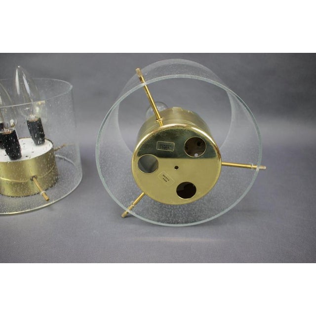 Metal German Brass and Textured Glass Ceiling Lights, 1970s, Set of 2 For Sale - Image 7 of 13