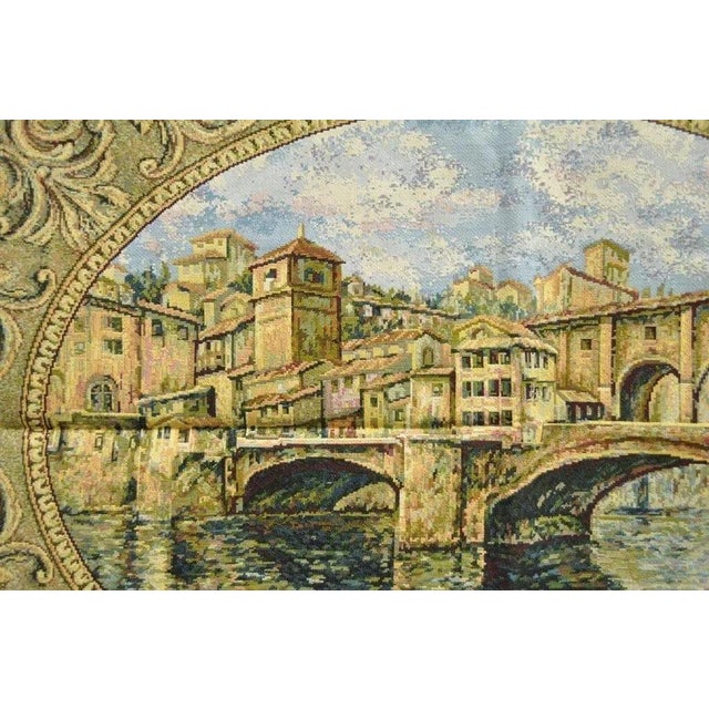 26" X 42" French Wall Hanging Tapestry Jacquard Ponte Vecchio Bridge Landscape For Sale - Image 4 of 6