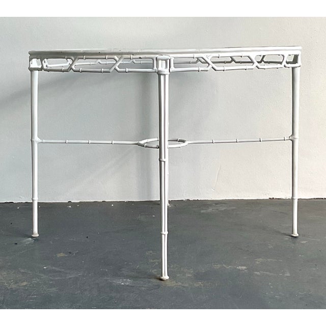 White Vintage Boho Cast Aluminum Dining Table After Brown Jordan For Sale - Image 8 of 10