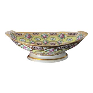 1805 Antique Coalport Porcelain Compote Tazza in Yellow Church Gresley Pattern For Sale