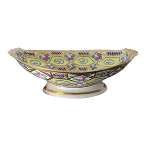 1805 Antique Coalport Porcelain Compote Tazza in Yellow Church Gresley Pattern