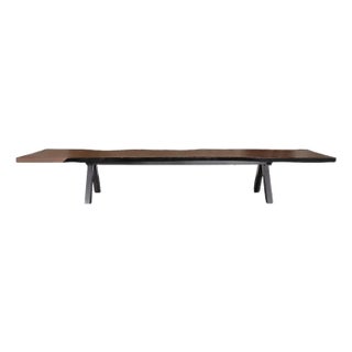 Custom 16 Feet Double Slab Claro Walnut With Cantilever Base Table - George Nakashima Inspired For Sale