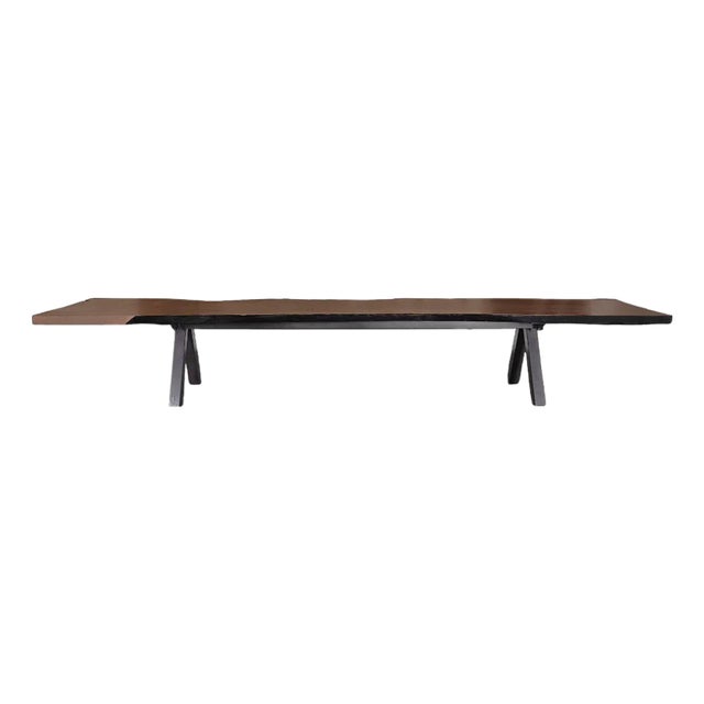 Custom 16 Feet Double Slab Claro Walnut With Cantilever Base Table - George Nakashima Inspired For Sale