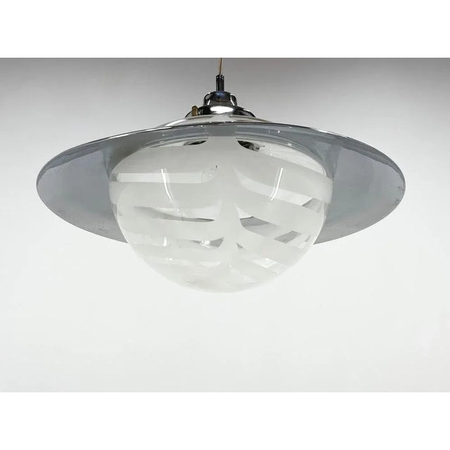 Italian Murano Glass and Chrome Saturn Pendant, 1970s For Sale - Image 6 of 13