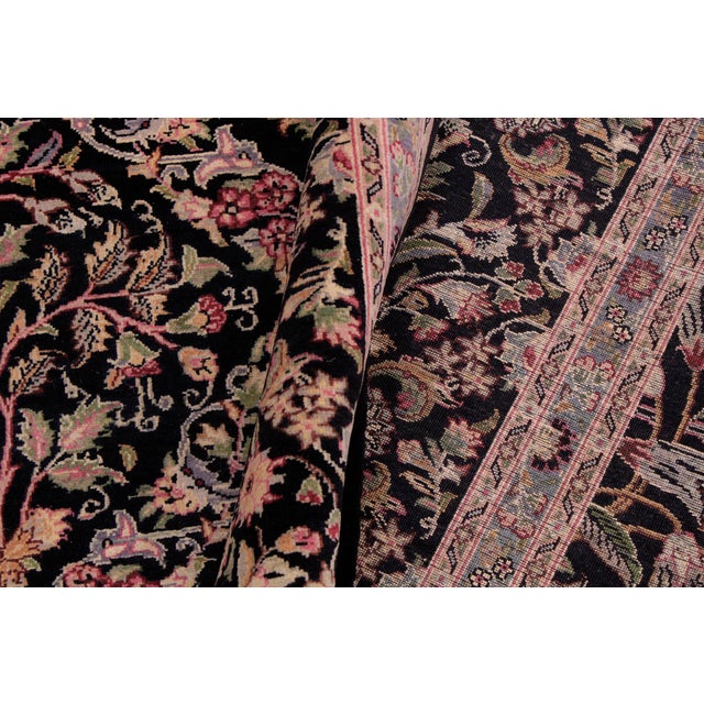 Textile Shabby Chic Pak-Persian Black/Green Wool Rug - 9'2'' X 12'2'' For Sale - Image 7 of 9