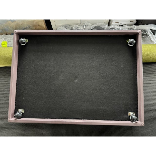 Wood Custom Ottoman on Wheels With Walnut Insert For Sale - Image 7 of 8