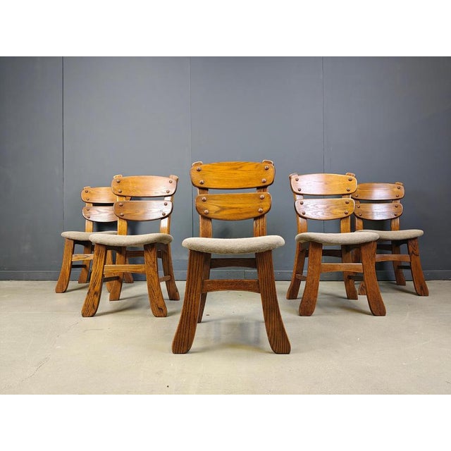 Vintage Brutalist Dining Chairs, 1960s, Set of 5 For Sale - Image 9 of 12