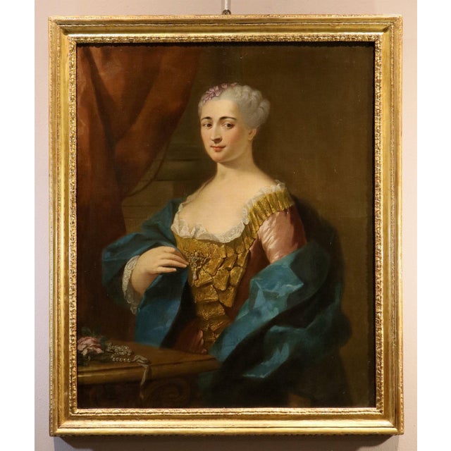 Follower of Jean-Baptiste Van Loo, Portrait of a Lady, 1730, Oil on Canvas, Framed For Sale - Image 14 of 14