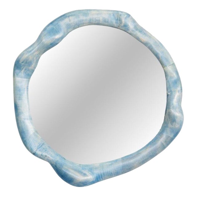 Bleached Maple and Wood Stain Round Wall Mirror by Alexander Knysch For Sale