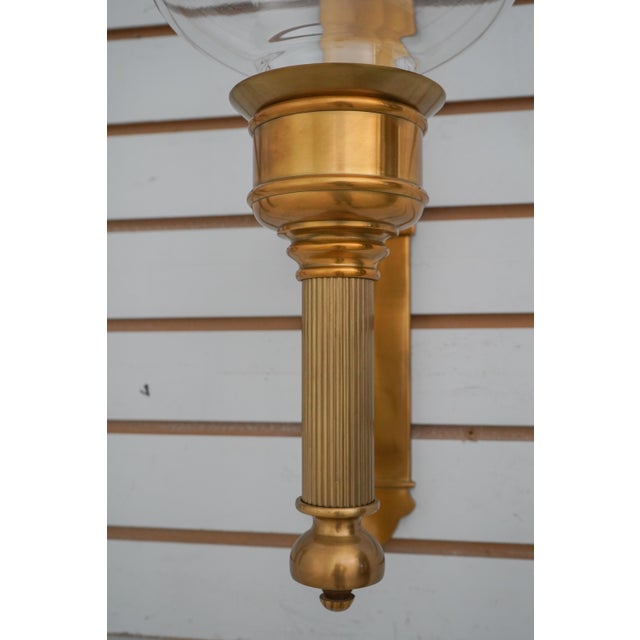 Pair Ethan Allen Brass Wall Sconce Candlesticks W. Globes Chairish