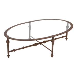 Mid 20th Century Iron Oval Glass Topped Coffee Table