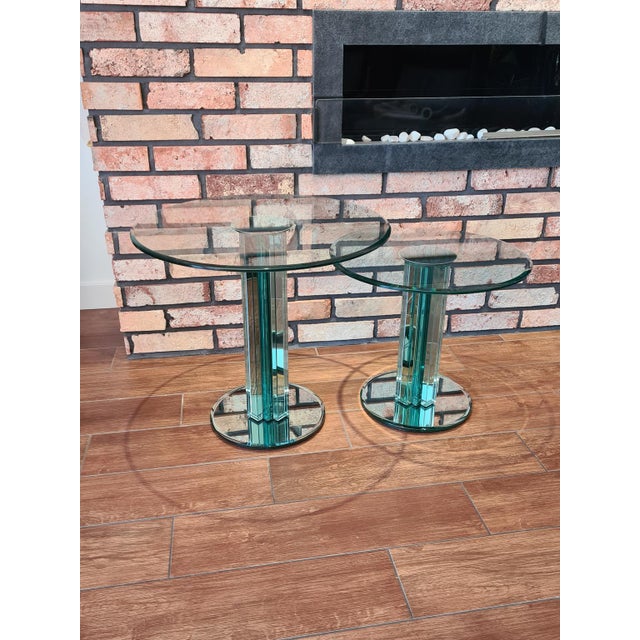 Mid-Century Modern Glass Side Tables by Luigi Massoni for Gallotti & Radice, Italy, 1970s, Set of 2 For Sale - Image 3 of 14