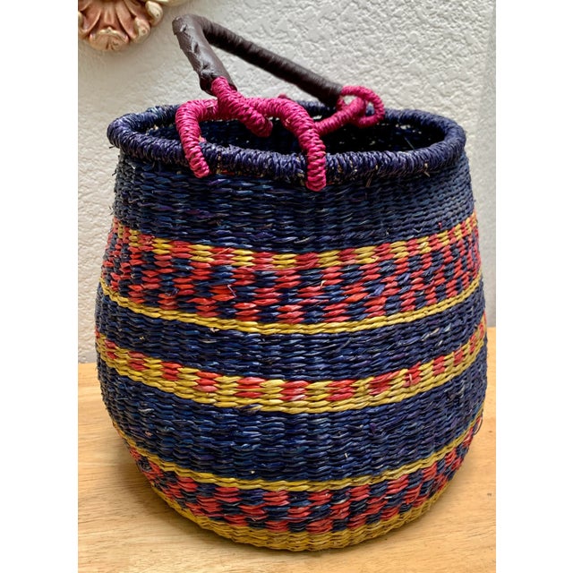 Large Boho Colorful Decor and Storage Basket For Sale - Image 10 of 11