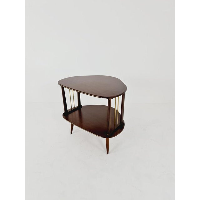 Mid-Century German Walnut and Brass Side Table, 1950s For Sale - Image 11 of 11