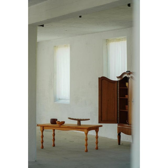 Modern Danish Scandinavian Brutalist Pine Coffee Table with Turned Legs, 1970s For Sale - Image 14 of 18