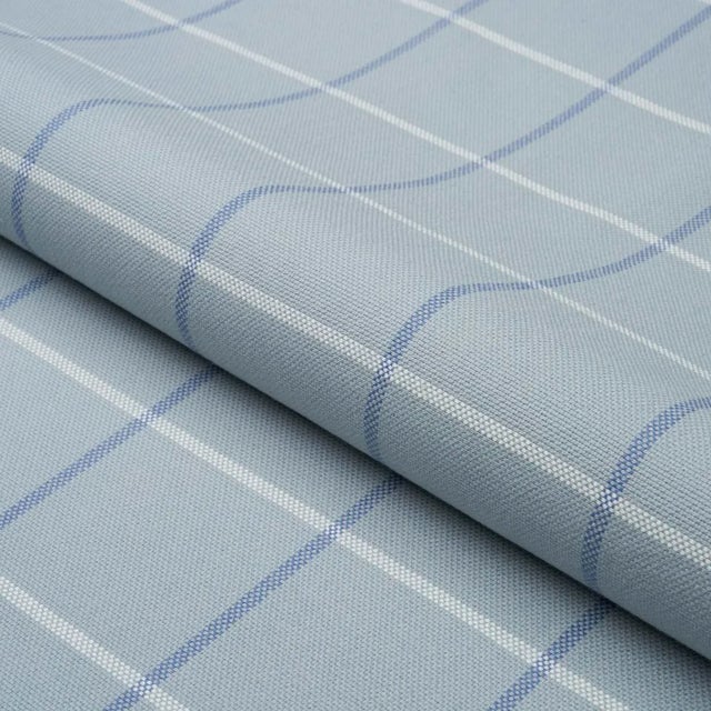 Schumacher Schumacher X Mark D. Sikes Frannie Windowpane Fabric In China Blue For Sale - Image 4 of 4
