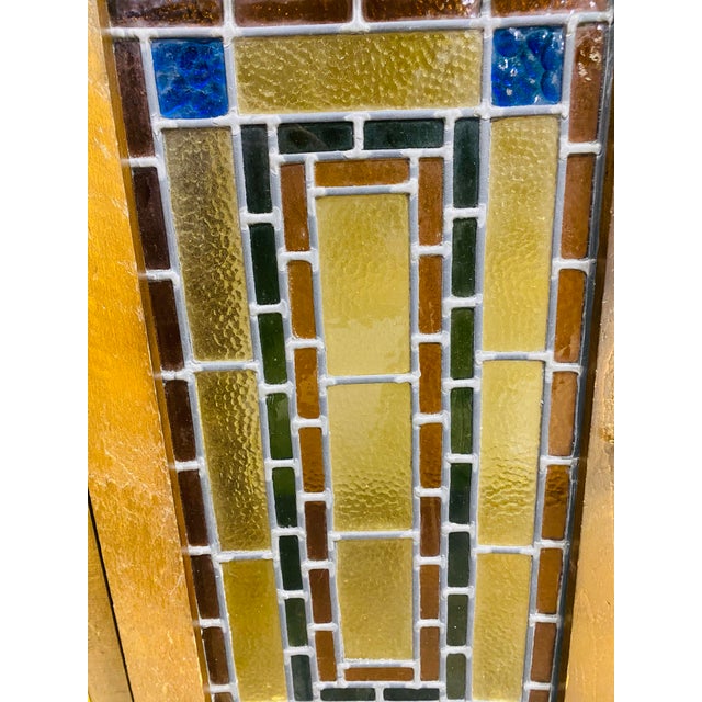 Glass Vintage Rustic Stained Glass Two Door Cabinet by Habersham. For Sale - Image 7 of 12