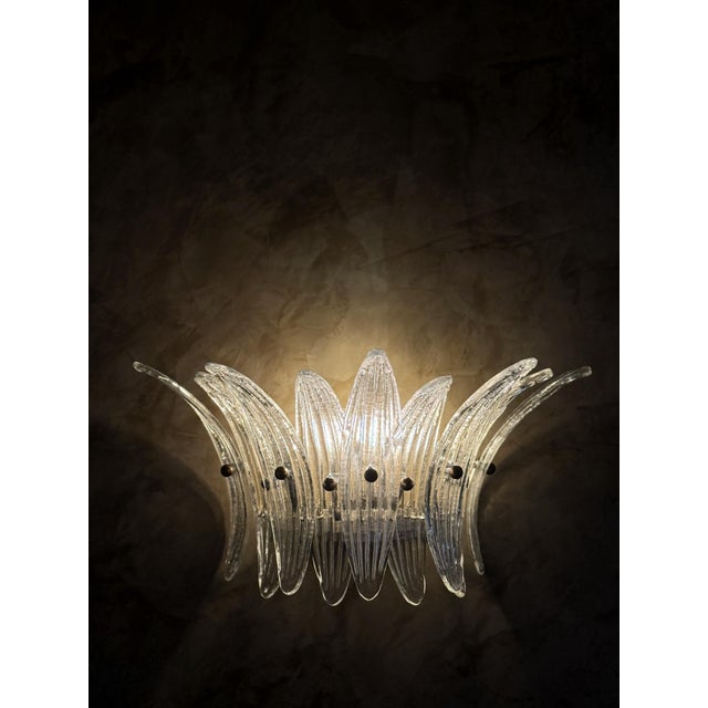 Vintage Wall Lamps in Clear Glass, Set of 2 For Sale - Image 3 of 18