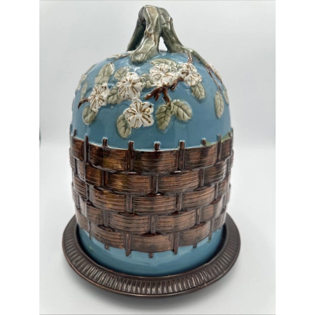 Vintage George Jones Inspired Extra Large Majolica Cheese Dome For Sale - Image 4 of 11