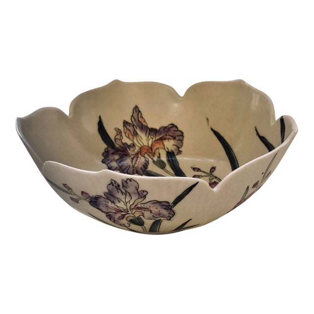Vintage Light Purple Lily Design Decorative Bowl For Sale
