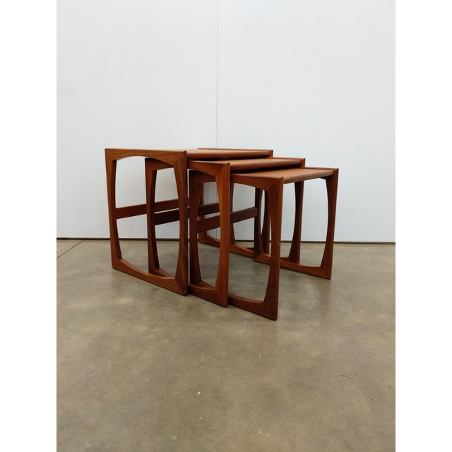 G Plan Set of Vintage Mid Century Modern Teak Nesting Tables Attributed to G Plan For Sale - Image 4 of 10