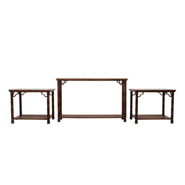Chinese Chippendale Faux Bamboo Side Tables, 1970s, Set of 2 For Sale - Image 3 of 9