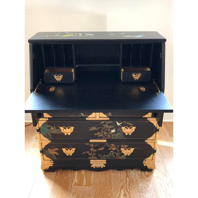 Chinoiserie Secretary Desk With Brass Butterfly Detail /Hardware Chairish