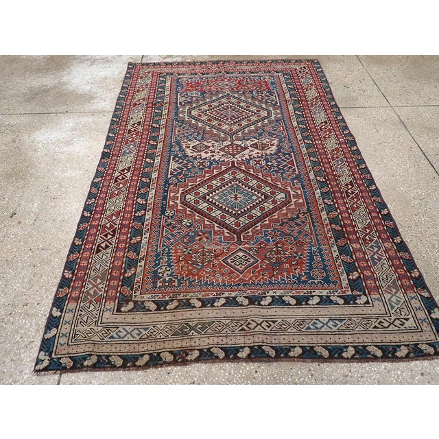 Brick Red Galerie Shabab Collection Early 20th Century Caucasian Shirvan Rug For Sale - Image 8 of 10