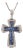 1.2 Carat Sapphire and Diamond Pave Cluster Cross Pendant White Gold Necklace For Sale