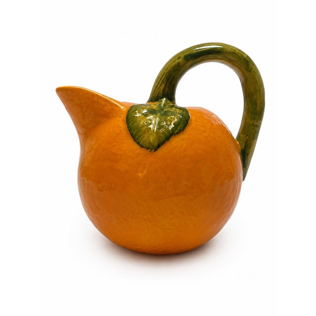 Vintage 1960s–70s Orange Majolica-Style Fruit Ceramic Vessel For Sale - Image 4 of 4