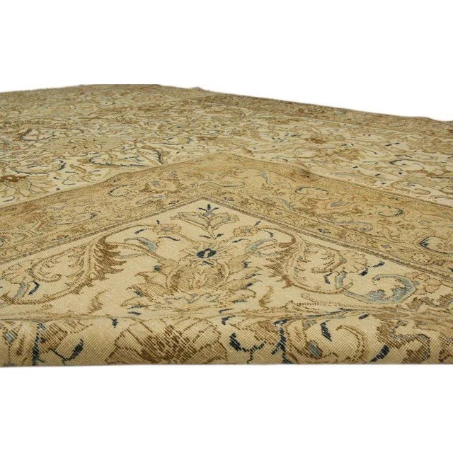 Neutral Vintage Persian Tabriz Rug - 11′1″ × 16′2″ For Sale - Image 4 of 5