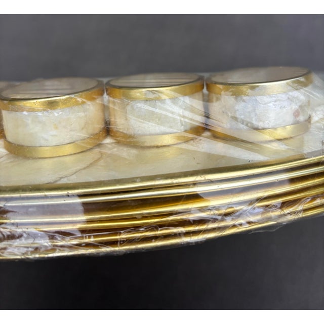 New Old Stock Vintage Capiz Shell Table Setting – Set of 6 Placemats, Napkins, Napkin Rings & Coasters in Original Packaging For Sale - Image 9 of 11