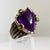 Art Deco–Inspired Amethyst & Peridot Cocktail Ring in Sterling Silver With Vermeil Accents, Size 7 For Sale - Image 4 of 6