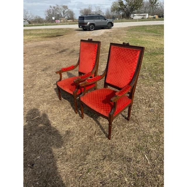 Large 19th Century Velour French Louis XVI Bergere or Armchair- A Pair For Sale - Image 6 of 14