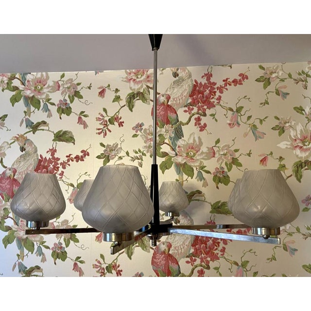 Black Mid-Century Modern Pendant Lamp in Metal, 1950s For Sale - Image 8 of 18