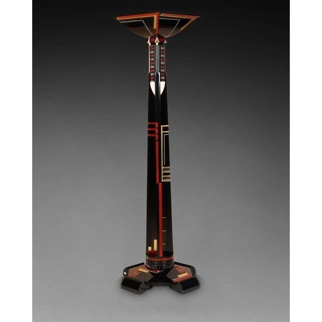 Bauhaus Art Deco Geometric Lacquered Floor Lamp by Jean Goulden, 1930s For Sale - Image 3 of 4