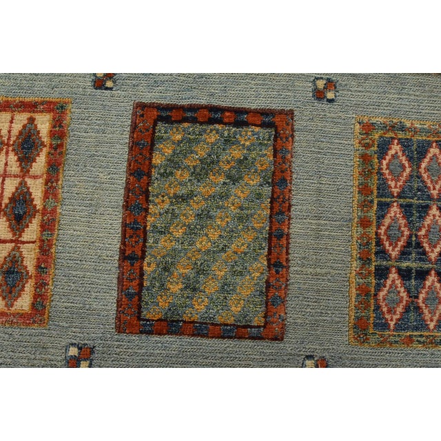 Barjasta Rug 6’9” X 9’10” Blue Wool Tribal Hand-Knotted Oriental Carpet For Sale - Image 4 of 12