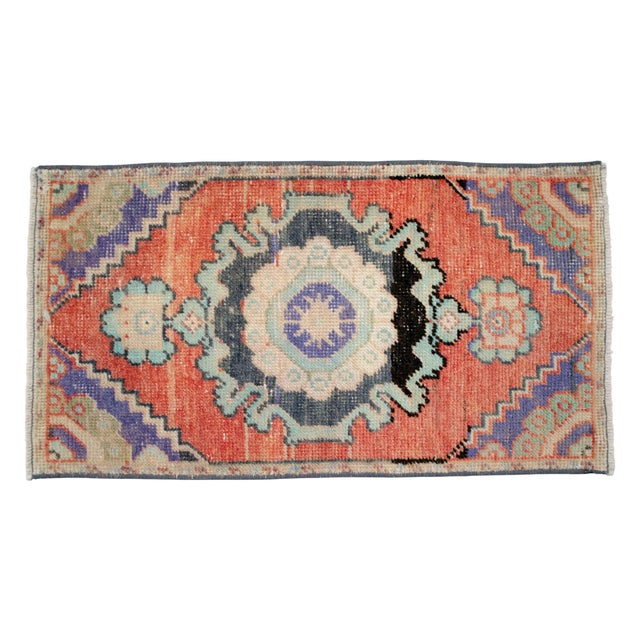 1960s Hand Knotted Door Mat, Entryway Rug, Bath Mat, Kitchen Decor, Rug, Turkish Rug - 1'5" X 2'6" For Sale - Image 6 of 13