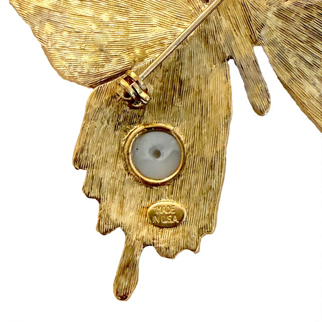 Kenneth Jay Lane Gold Plated Enamel Swarovski Crystal Butterfly Pin Brooch For Sale - Image 9 of 11