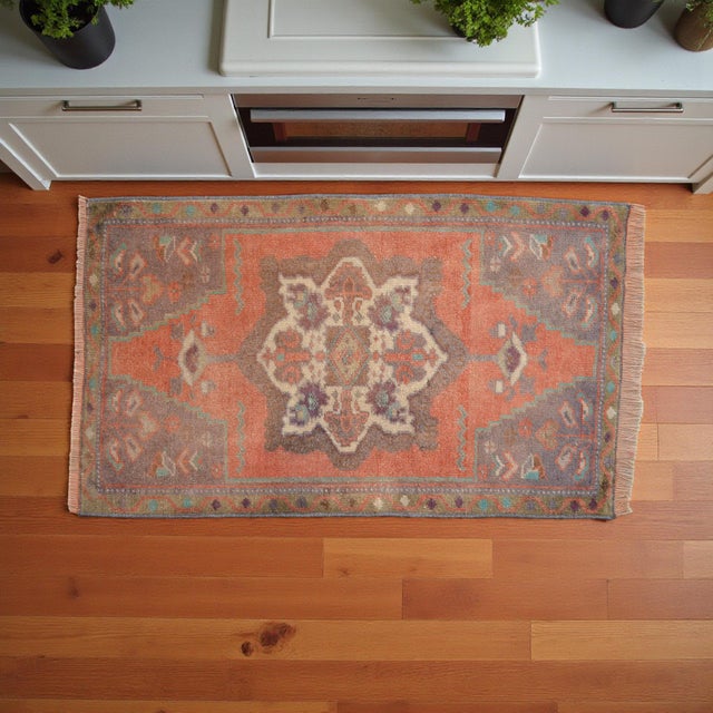 Farmhouse Hand Knotted Small Turkish Yastik Rug Mat - 1'9" X 2'11" For Sale - Image 3 of 8