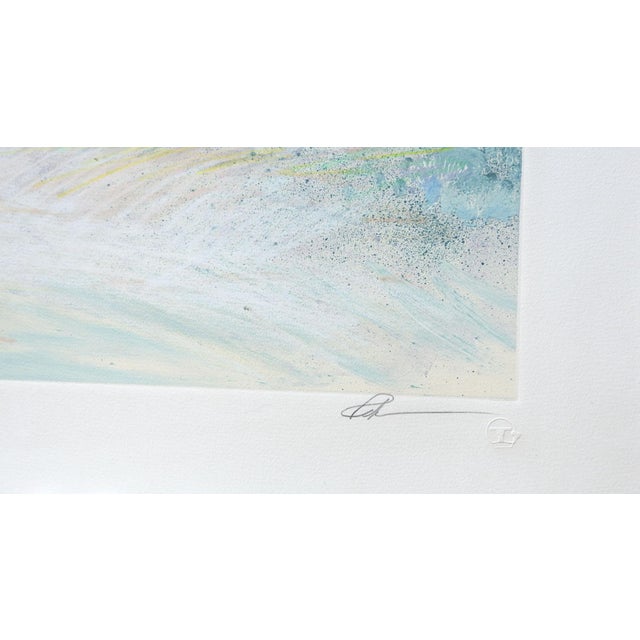 Late 20th century large monoprint impressionist landscape on paper. Signed illegibly lower right margin. Unframed.