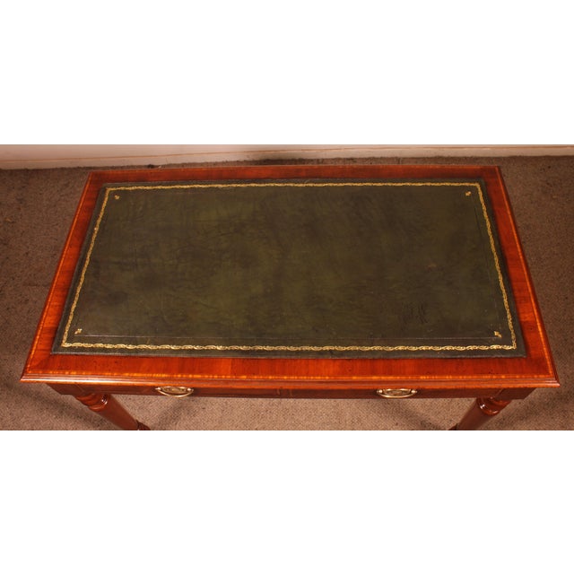 Mahogany Flat Desk with Drawers and Inlays, 19th-Century For Sale - Image 11 of 14