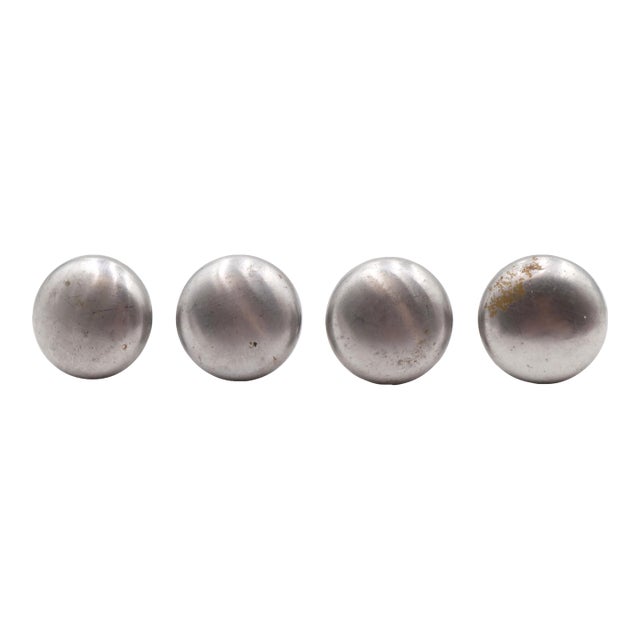 Set of 1.125 In. Plain Round Steel Drawer Cabinet Knobs For Sale