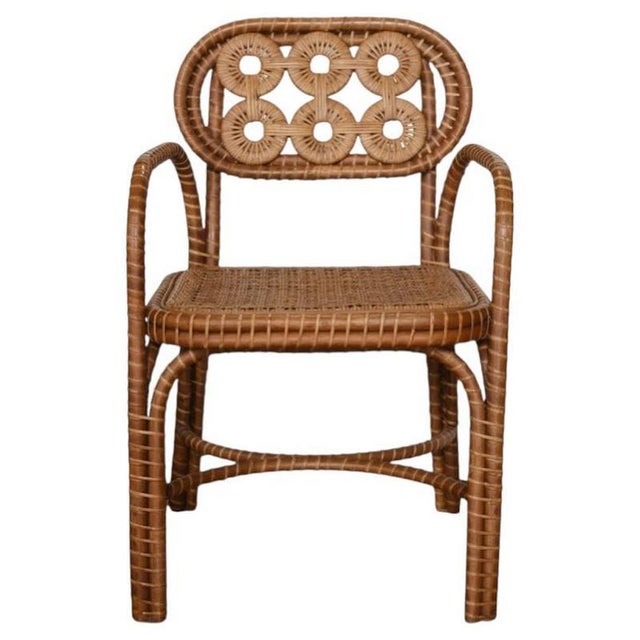 Bridget Chair with Arms in Stained Rattan and Plywood by Popus Editions For Sale - Image 6 of 6