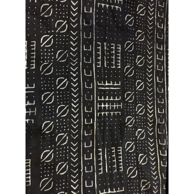 Superb pair of African cotton black and white mud cloth fabric featuring striking geometric designs. Hand woven, hand...